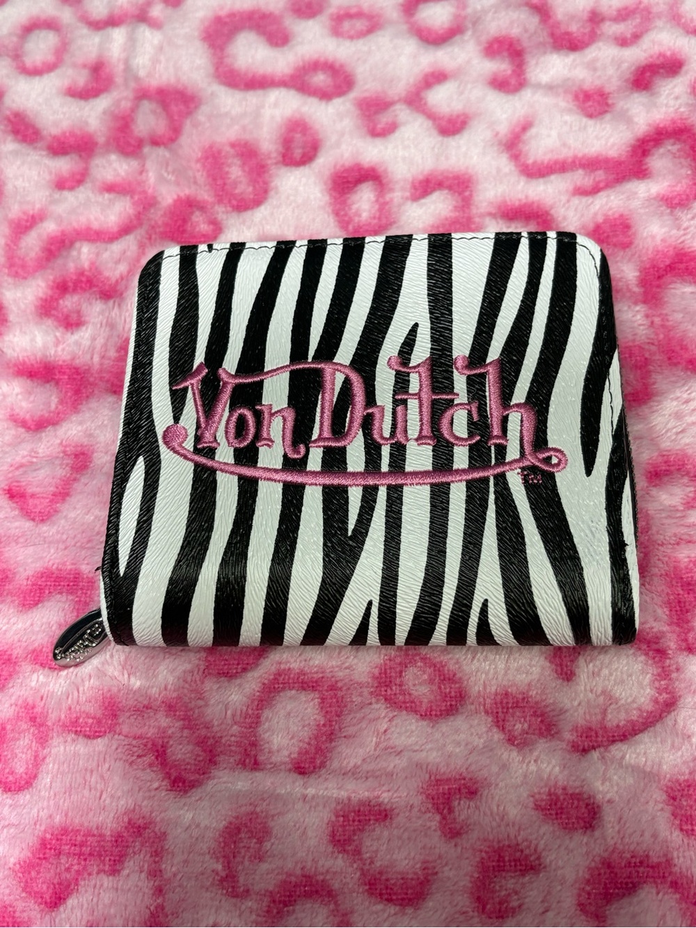 Von Dutch Zebra Zip-Up Wallet - Pink NWOT